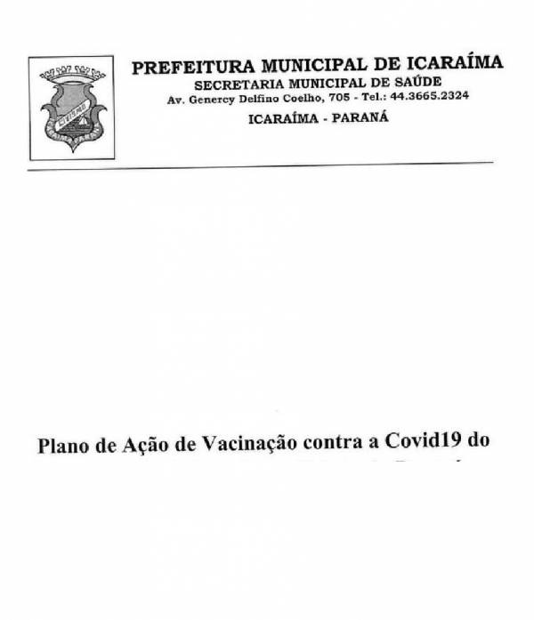 Secretaria de Saúde do Município de Icaraíma torna público o Plano de Ação de Vacinação contra o COVID 19