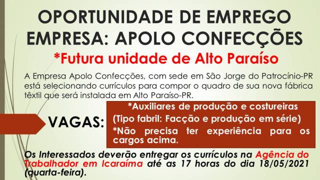 Atenção - Oportunidade de Emprego