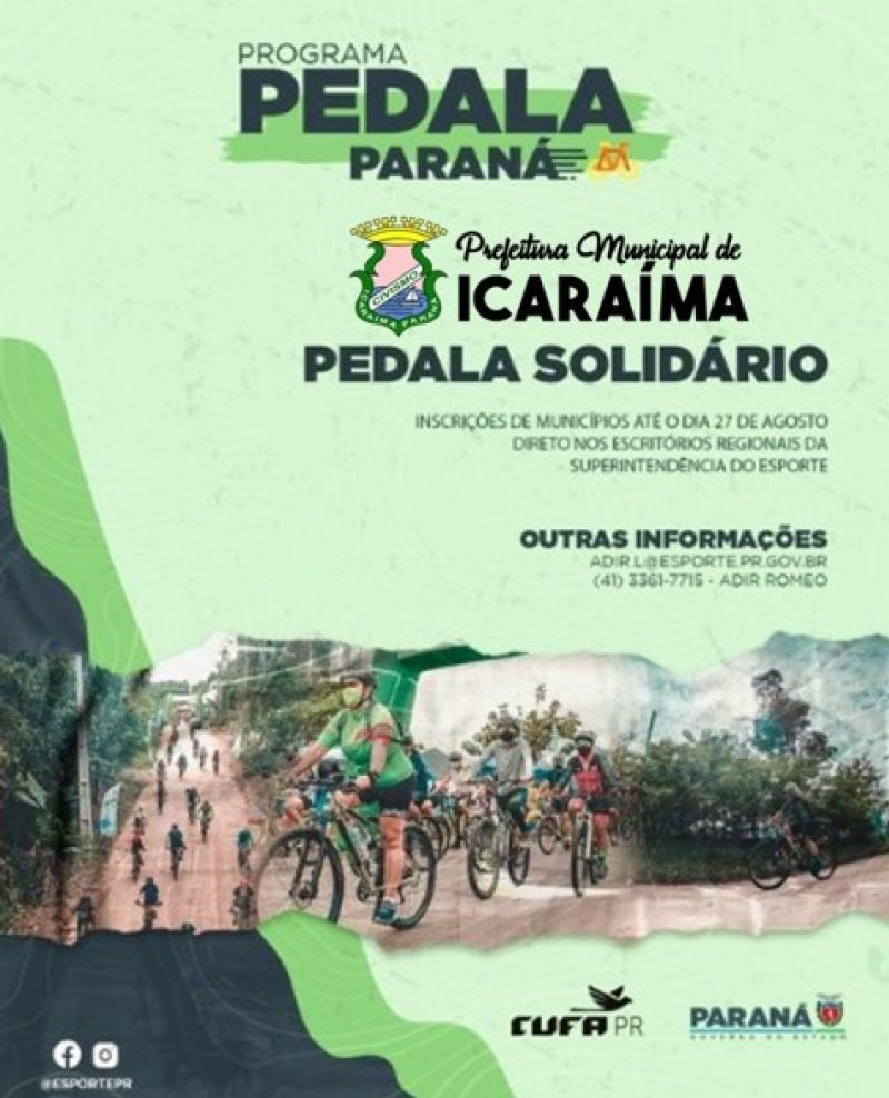 Programa Pedala Paraná Solidário acontece neste sábado com arrecadação de alimentos. 