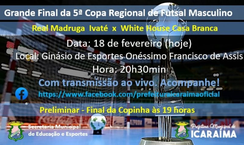 Final da Quinta Copa de Futsal Masculino acontece hoje no Ginásio de Espórtes