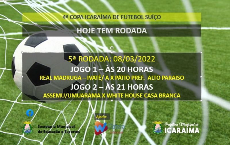 Hoje tem rodada da Quarta Copa de Futebol Suíço. 