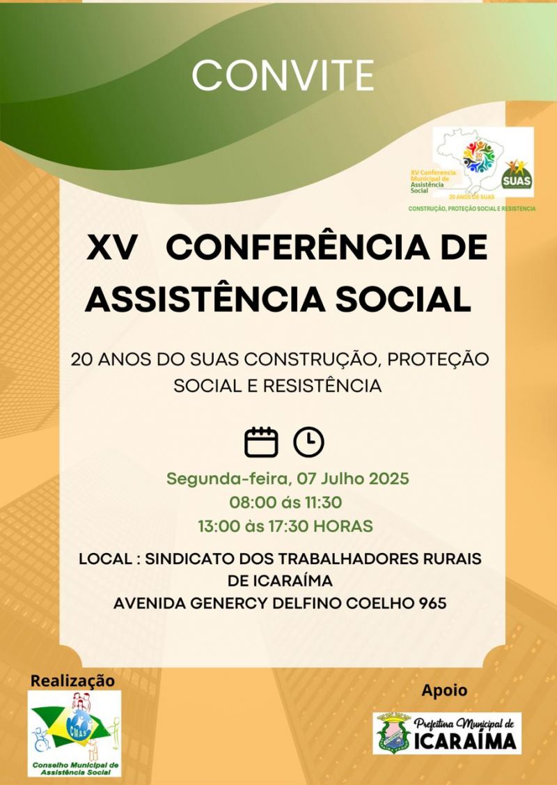 XV CONFERÊNCIA DE ASSISTÊNCIA SOCIAL