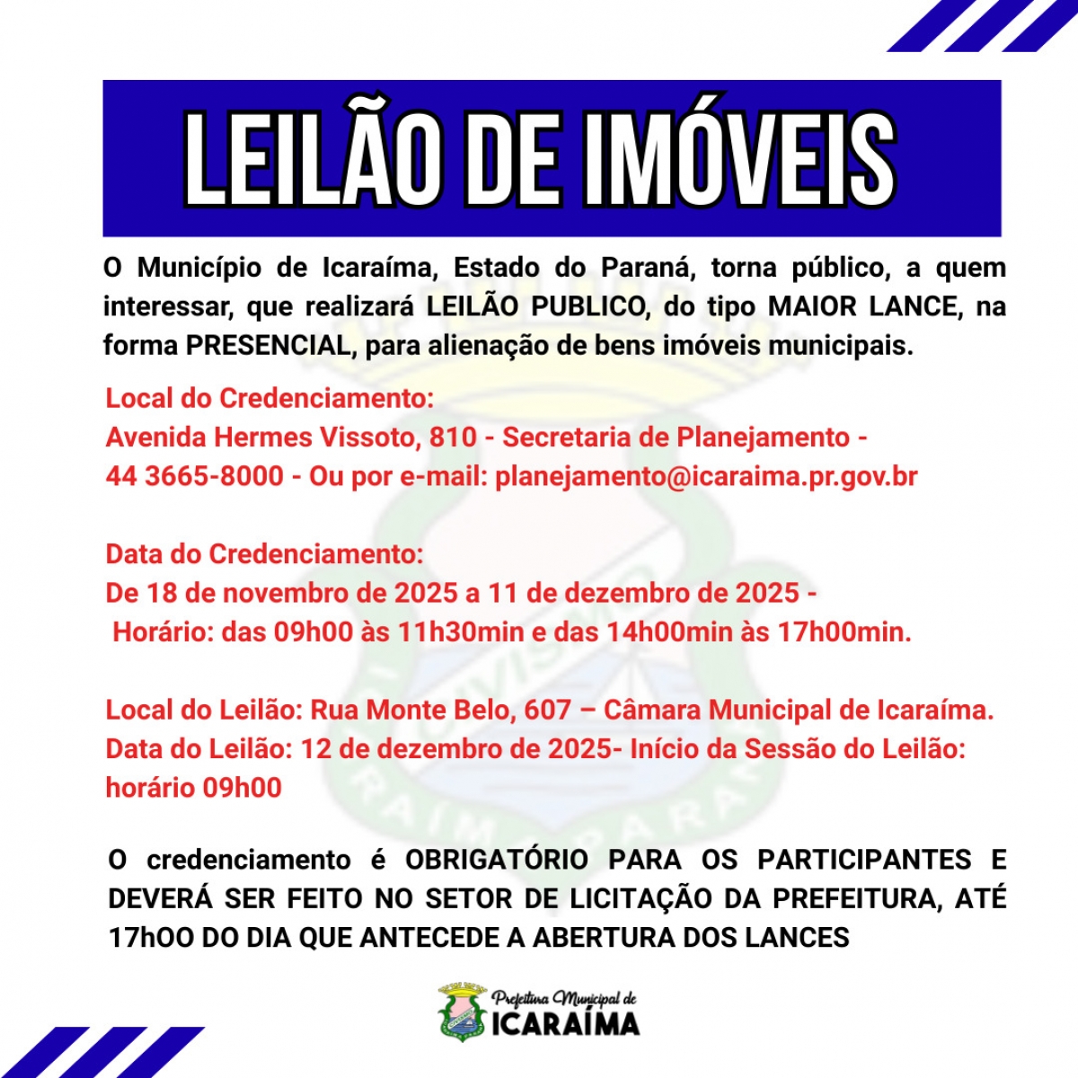 LEILÃO PÚBLICO - IMÓVEIS