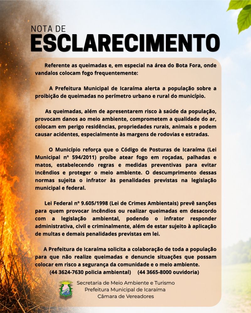 NOTA ESCLARECIMENTO - QUEIMADAS