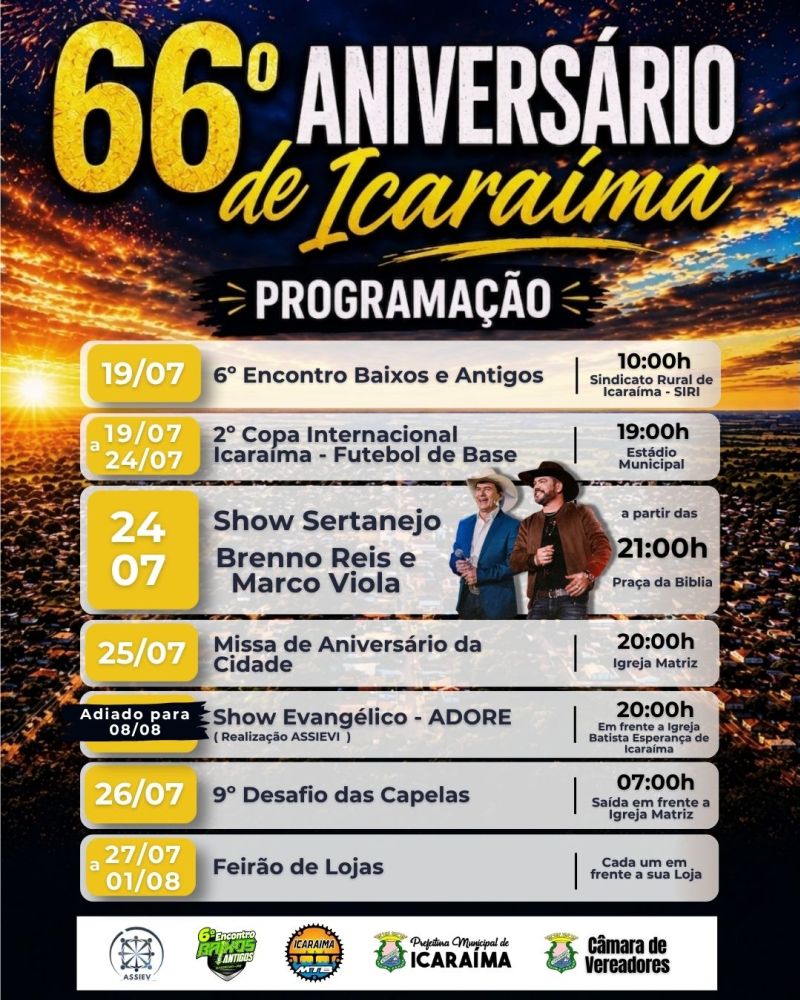PROGRAMAÇÃO - 66º ANIVERSARIO DE ICARAIMA