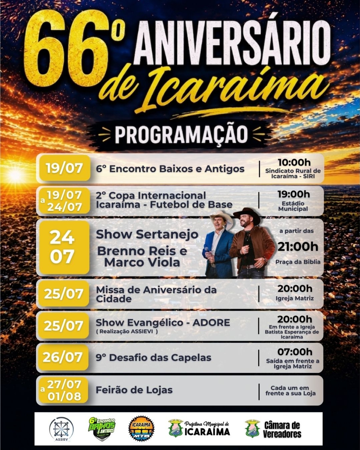 PROGRAMAÇÃO - 66º ANIVERSARIO DE ICARAIMA