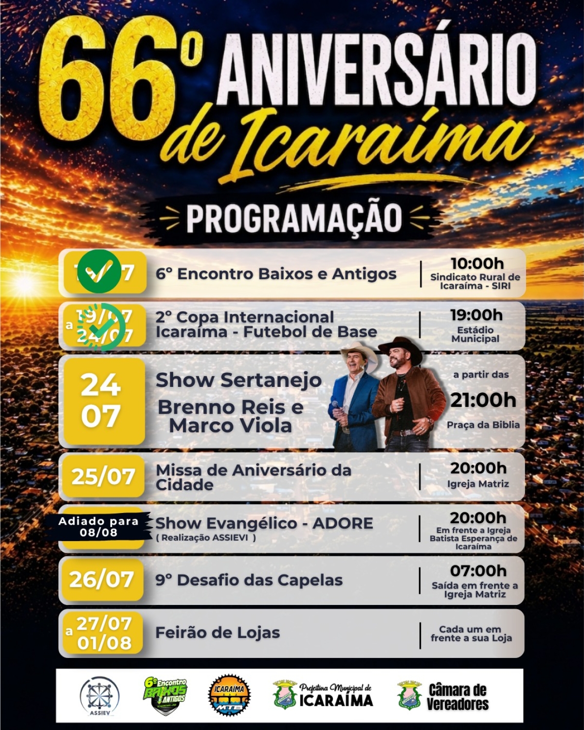 PROGRAMAÇÃO - 66º ANIVERSARIO DE ICARAIMA